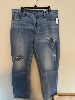 Old Navy Women's High-Rise Slouchy Straight Ripped Jeans - Light/Medium Wash